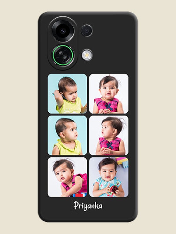 Custom Floral Art with 6 Image Holder on Photo On Space Black Custom Soft Matte Mobile Back Cover - Oppo K13 Turbo 5G