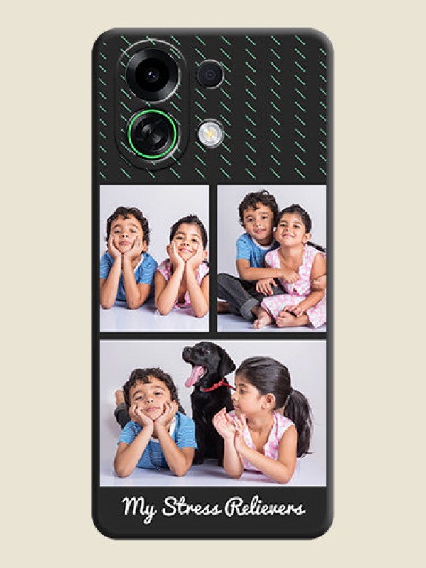 Custom Cross Dotted Pattern with 2 Image Holder On Space Black Custom Soft Matte Mobile Back Cover - Oppo K13 Turbo 5G