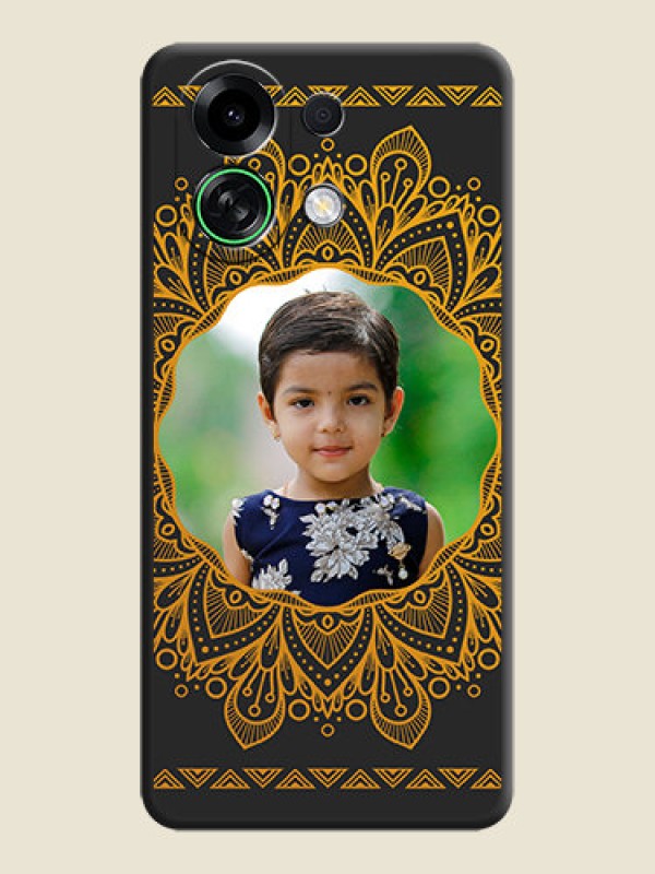 Custom Round Image with Floral Design On Space Black Custom Soft Matte Mobile Back Cover - Oppo K13 Turbo 5G