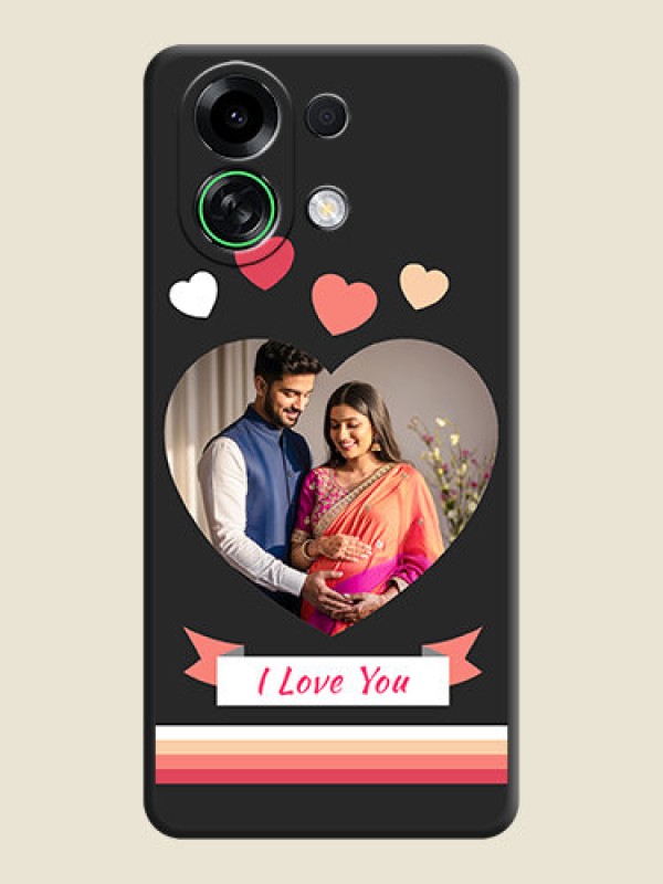 Custom Love Shaped Photo with Colorful Stripes On Space Black Custom Soft Matte Mobile Back Cover - Oppo K13 Turbo Pro 5G