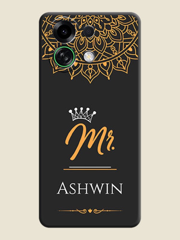 Custom Mr Name with Floral Design On Space Black Custom Soft Matte Mobile Back Cover - Oppo K13 Turbo Pro 5G