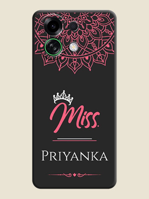 Custom Mrs Name with Floral Design On Space Black Custom Soft Matte Mobile Back Cover - Oppo K13 Turbo Pro 5G