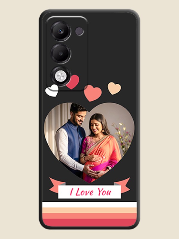 Custom Love Shaped Photo with Colorful Stripes On Space Black Custom Soft Matte Mobile Back Cover - Oppo k13x 5G