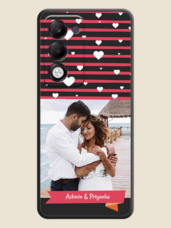 Custom White Color Love Symbols with Pink Lines Pattern On Space Black Custom Soft Matte Mobile Back Cover - Oppo k13x 5G