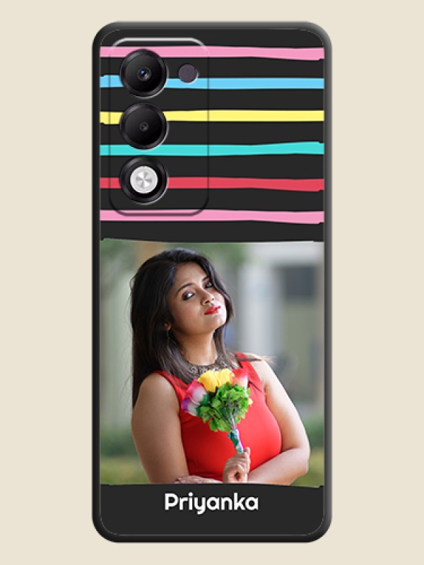 Custom Multicolor Lines with Image On Space Black Custom Soft Matte Mobile Back Cover - Oppo k13x 5G