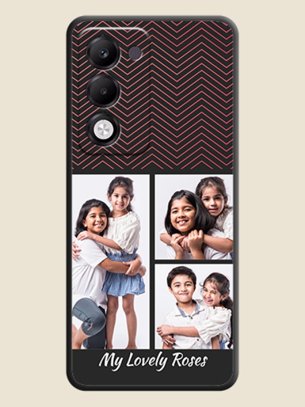 Custom Wave Pattern with 3 Image Holder On Space Black Custom Soft Matte Mobile Back Cover - Oppo k13x 5G