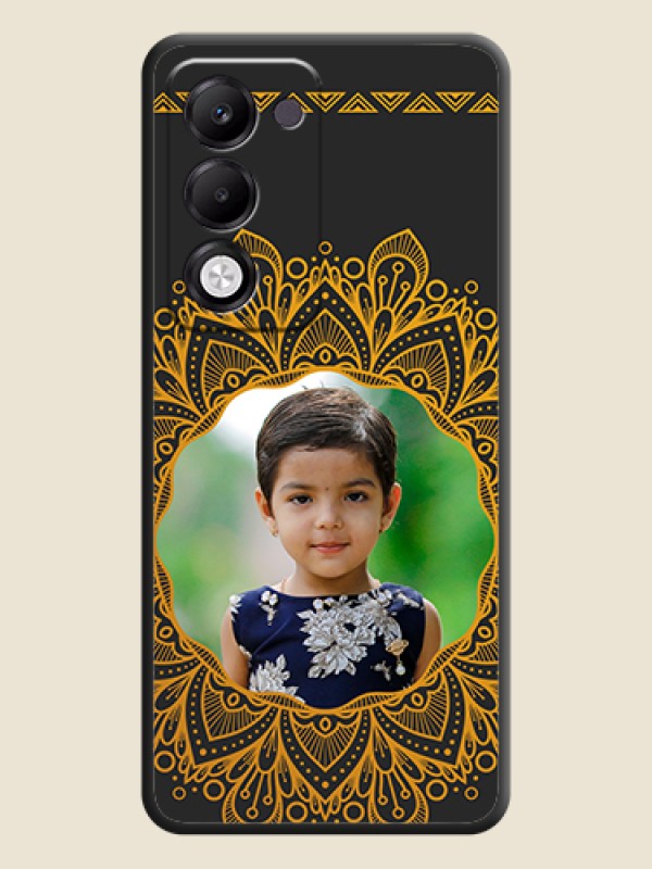 Custom Round Image with Floral Design On Space Black Custom Soft Matte Mobile Back Cover - Oppo k13x 5G