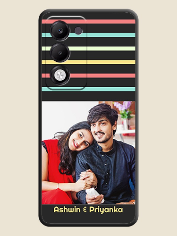 Custom Color Stripes with Photo and Text on Photo On Space Black Custom Soft Matte Mobile Back Cover - Oppo k13x 5G