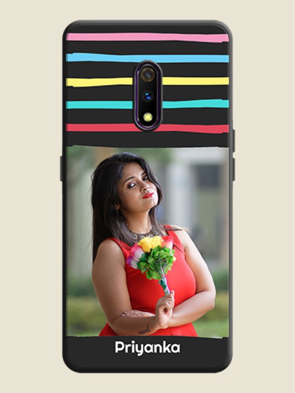 Custom Multicolor Lines with Image on Space Black Personalized Soft Matte Phone Covers - Oppo K3