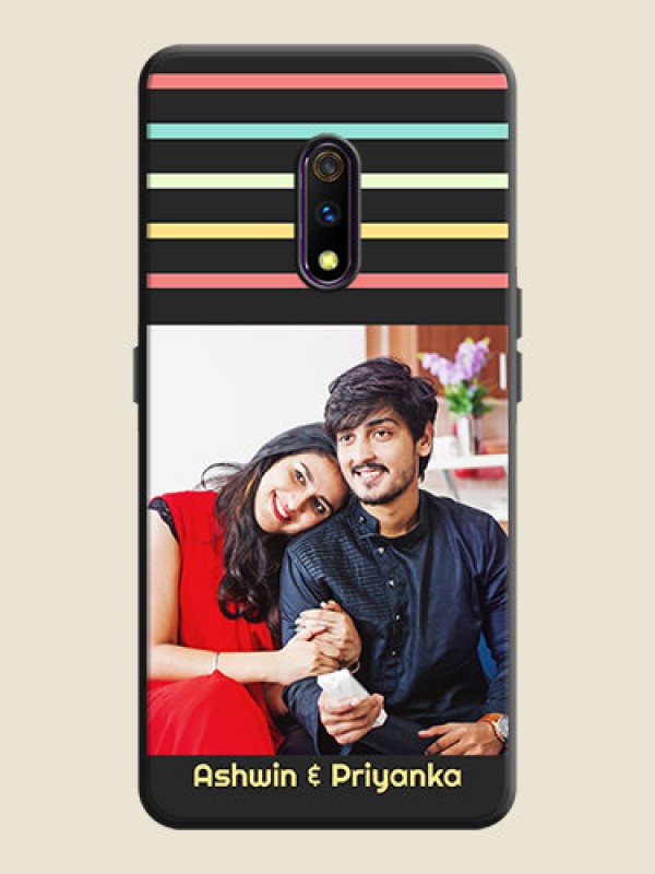 Custom Color Stripes with Photo and Text on Photo on Space Black Soft Matte Mobile Case - Oppo K3