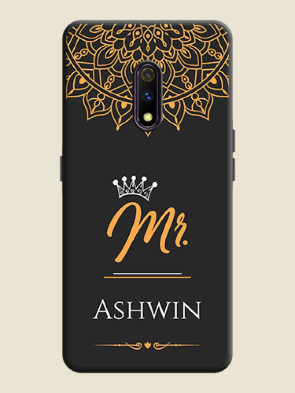 Custom Mr Name with Floral Design  on Personalised Space Black Soft Matte Cases - Oppo K3