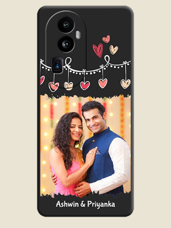 Custom Pink Love Hangings with Name on Space Black Custom Soft Matte Phone Cases - Reno 10 Pro Plus 5G