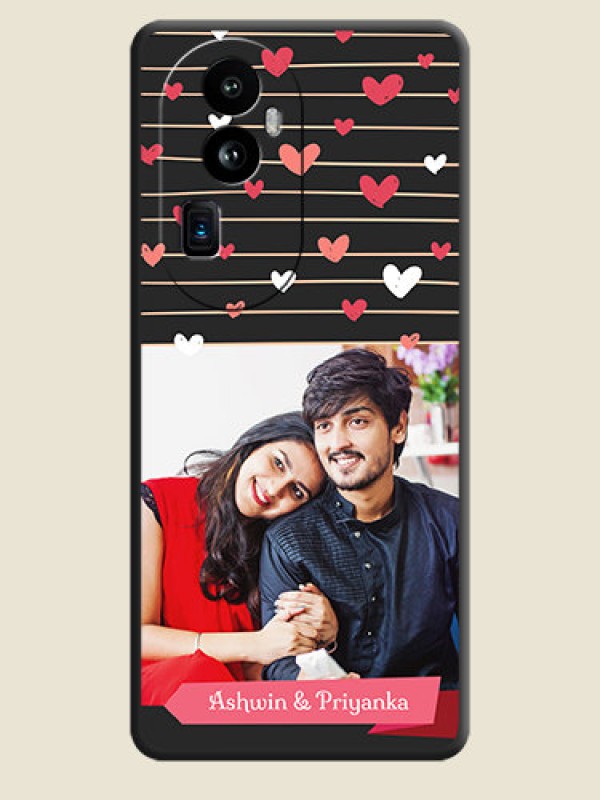 Custom Love Pattern with Name on Pink Ribbon - Photo on Space Black Soft Matte Back Cover - Reno 10 Pro Plus 5G