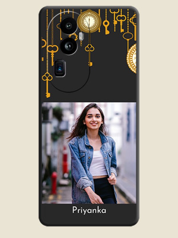 Custom Decorative Design with Text on Space Black Custom Soft Matte Back Cover - Reno 10 Pro Plus 5G