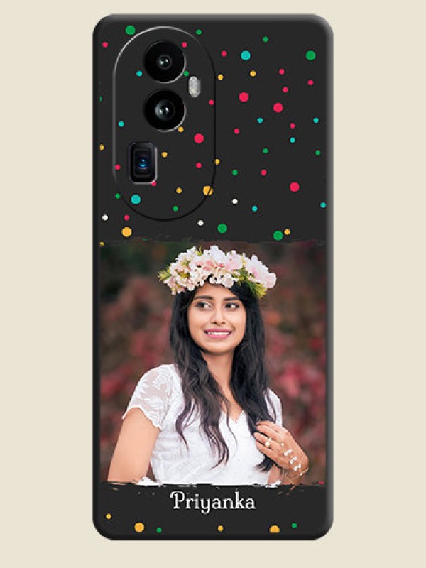 Custom Multicolor Dotted Pattern with Text on Space Black Custom Soft Matte Phone Back Cover - Reno 10 Pro Plus 5G