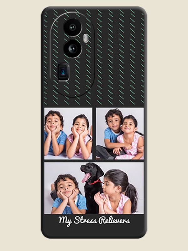 Custom Cross Dotted Pattern with 2 Image Holder on Personalised Space Black Soft Matte Cases - Reno 10 Pro Plus 5G