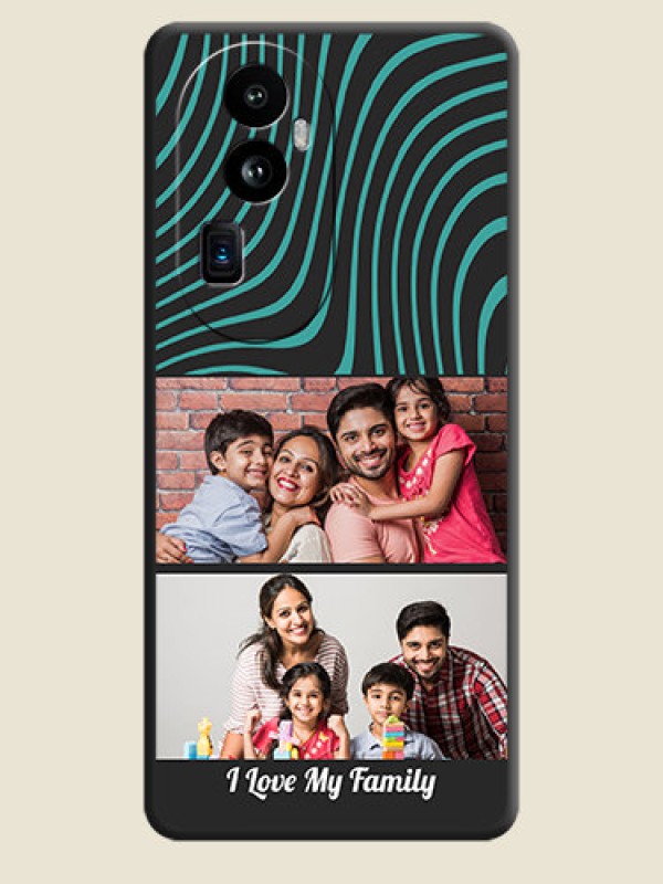 Custom Wave Pattern with 2 Image Holder on Space Black Personalized Soft Matte Phone Covers - Reno 10 Pro Plus 5G