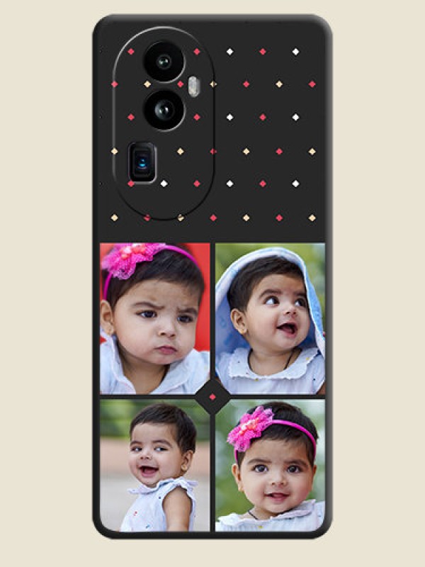 Custom Multicolor Dotted Pattern with 4 Image Holder on Space Black Custom Soft Matte Phone Cases - Reno 10 Pro Plus 5G