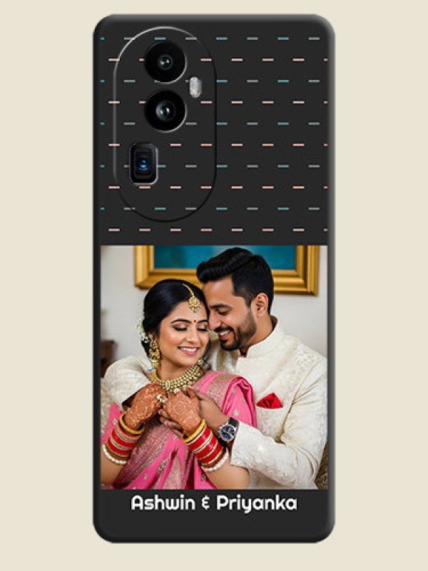 Custom Line Pattern Design with Text on Space Black Custom Soft Matte Phone Back Cover - Reno 10 Pro Plus 5G