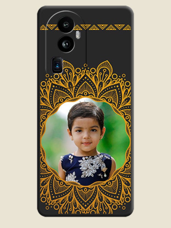 Custom Round Image with Floral Design - Photo on Space Black Soft Matte Mobile Cover - Reno 10 Pro Plus 5G