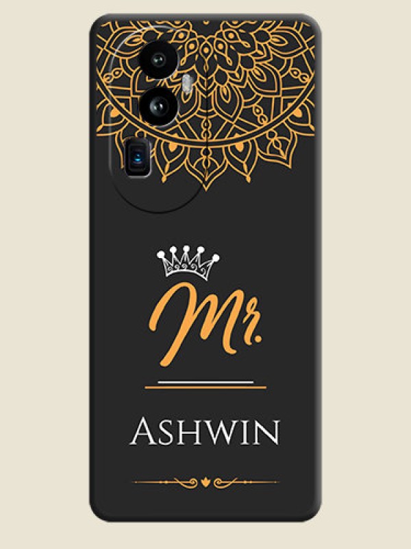 Custom Mr Name with Floral Design on Personalised Space Black Soft Matte Cases - Reno 10 Pro Plus 5G