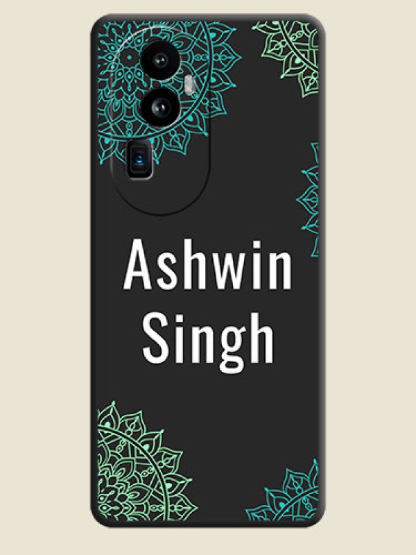 Custom Your Name with Floral Design on Space Black Custom Soft Matte Back Cover - Reno 10 Pro Plus 5G