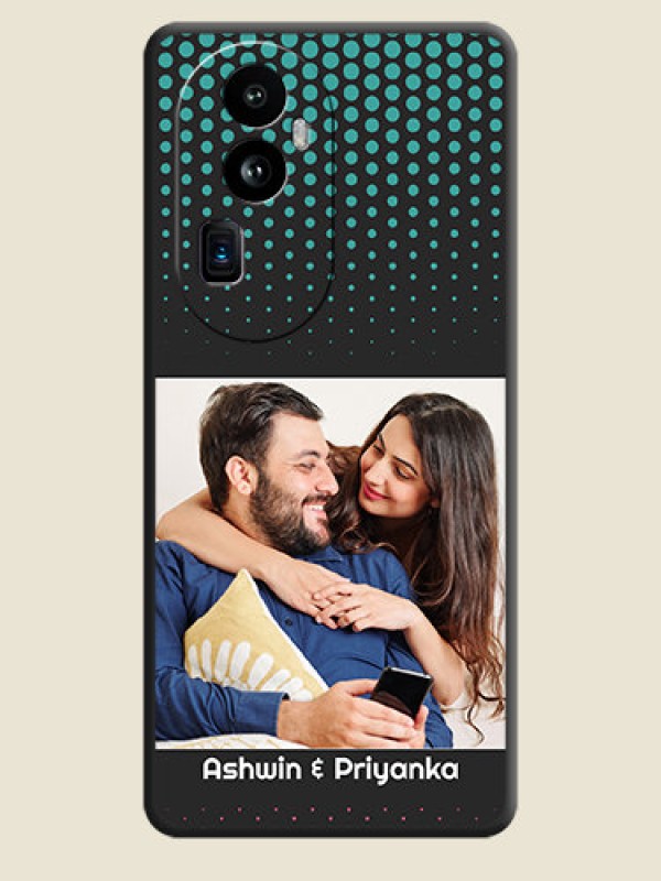 Custom Faded Dots with Grunge Photo Frame and Text on Space Black Custom Soft Matte Phone Cases - Reno 10 Pro Plus 5G