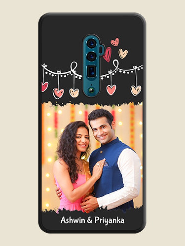 Custom Pink Love Hangings with Name on Space Black Custom Soft Matte Phone Cases - Oppo Reno 10X Zoom