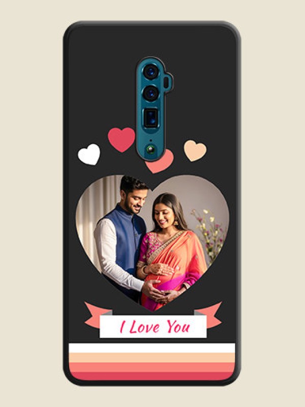 Custom Love Shaped Photo with Colorful Stripes on Personalised Space Black Soft Matte Cases - Oppo Reno 10X Zoom