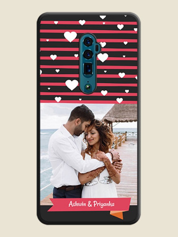 Custom White Color Love Symbols with Pink Lines Pattern on Space Black Custom Soft Matte Phone Cases - Oppo Reno 10X Zoom
