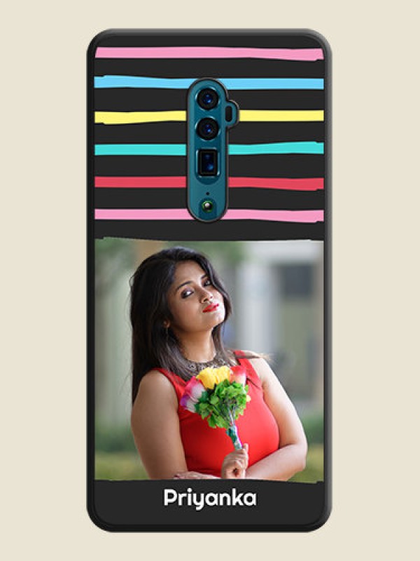 Custom Multicolor Lines with Image on Space Black Personalized Soft Matte Phone Covers - Oppo Reno 10X Zoom