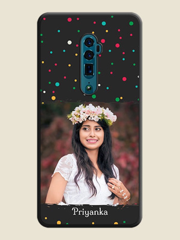 Custom Multicolor Dotted Pattern with Text on Space Black Custom Soft Matte Phone Back Cover - Oppo Reno 10X Zoom