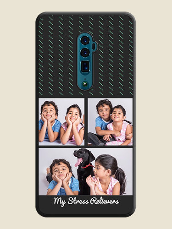 Custom Cross Dotted Pattern with 2 Image Holder on Personalised Space Black Soft Matte Cases - Oppo Reno 10X Zoom