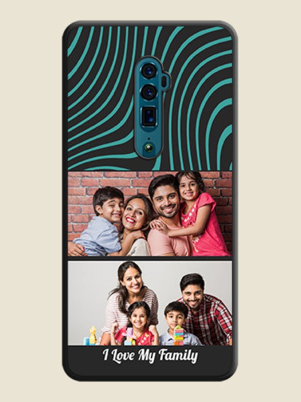 Custom Wave Pattern with 2 Image Holder on Space Black Personalized Soft Matte Phone Covers - Oppo Reno 10X Zoom