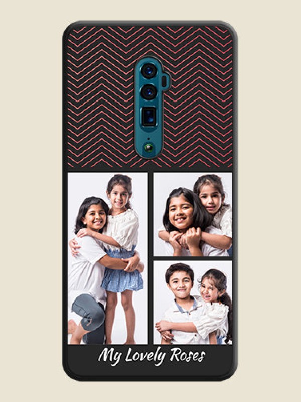 Custom Wave Pattern with 3 Image Holder on Space Black Custom Soft Matte Back Cover - Oppo Reno 10X Zoom