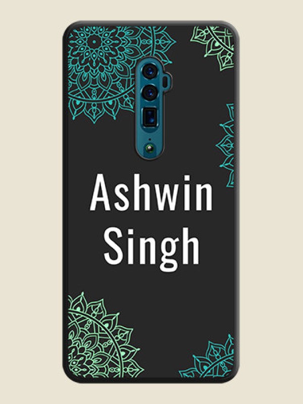 Custom Your Name with Floral Design on Space Black Custom Soft Matte Back Cover - Oppo Reno 10X Zoom