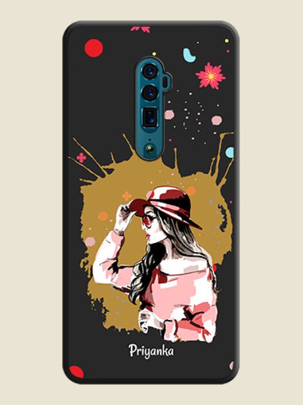 Custom Mordern Lady With Color Splash Background With Custom Text On Space Black Personalized Soft Matte Phone Covers -Oppo Reno 10X Zoom