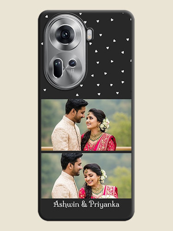 Custom Miniature Love Symbols with Name on Space Black Custom Soft Matte Back Cover - Reno 11 5G