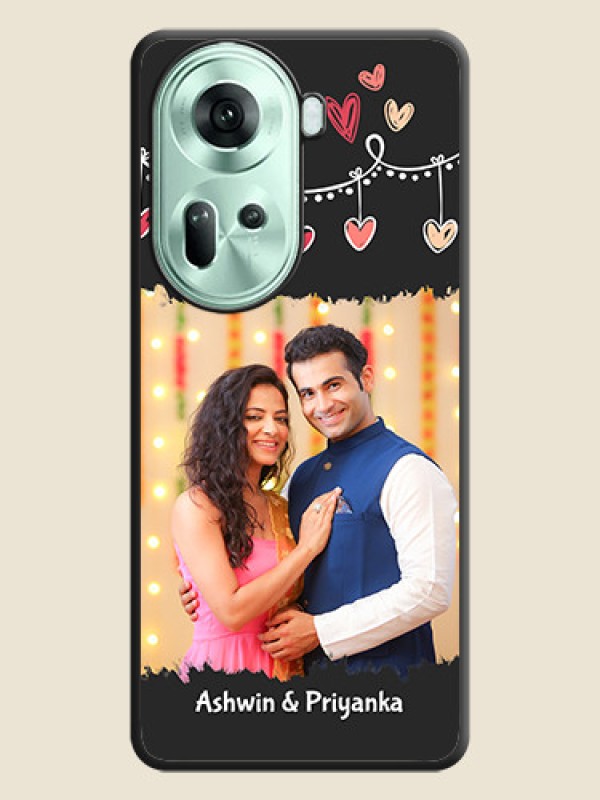 Custom Pink Love Hangings with Name on Space Black Custom Soft Matte Phone Cases - Reno 11 5G