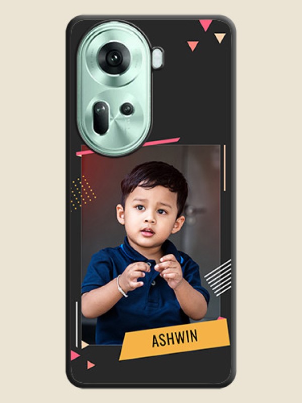 Custom Photo Frame with Triangle Small Dots - Photo on Space Black Soft Matte Back Cover - Reno 11 5G