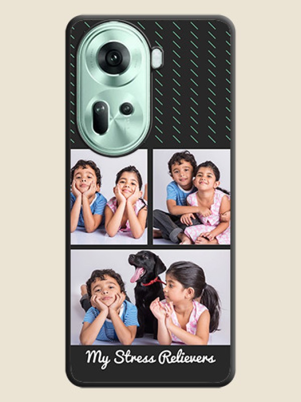 Custom Cross Dotted Pattern with 2 Image Holder on Personalised Space Black Soft Matte Cases - Reno 11 5G