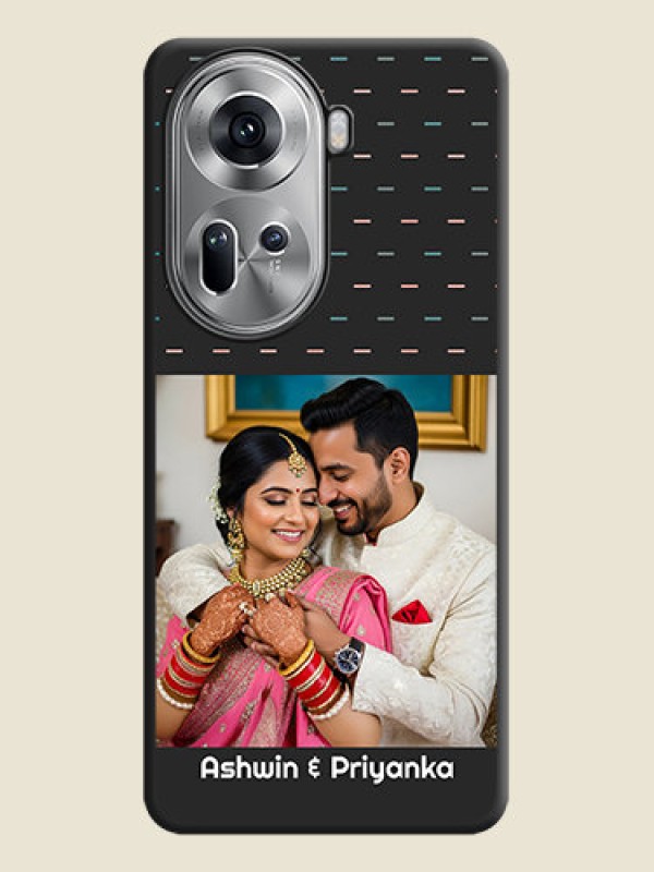 Custom Line Pattern Design with Text on Space Black Custom Soft Matte Phone Back Cover - Reno 11 5G