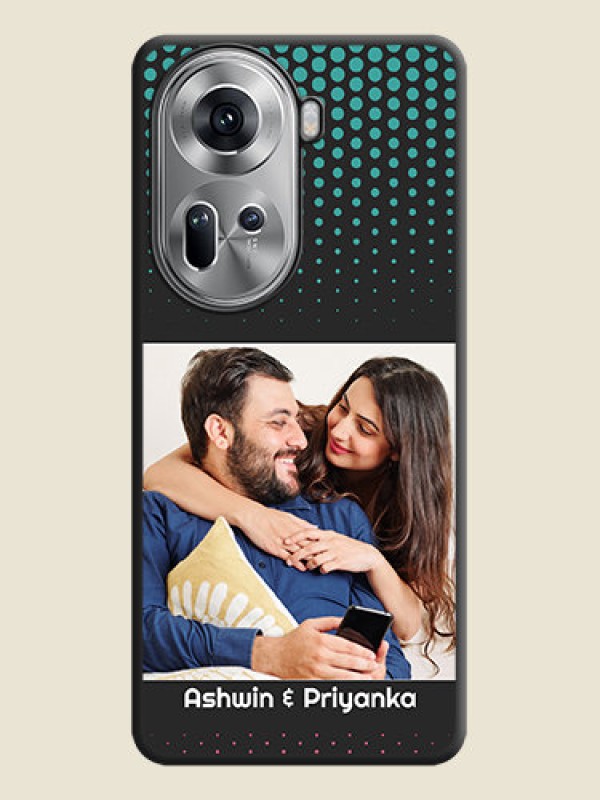 Custom Faded Dots with Grunge Photo Frame and Text on Space Black Custom Soft Matte Phone Cases - Reno 11 5G