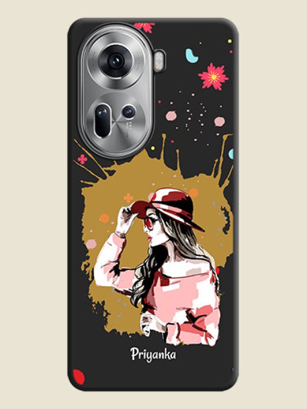 Custom Mordern Lady With Color Splash Background With Custom Text On Space Black Personalized Soft Matte Phone Covers - Reno 11 5G