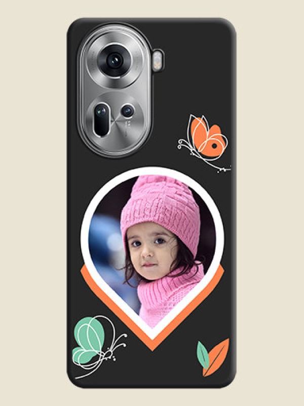 Custom Upload Pic With Simple Butterly Design On Space Black Personalized Soft Matte Phone Covers - Reno 11 5G
