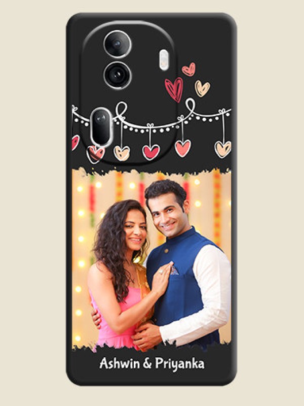 Custom Pink Love Hangings with Name on Space Black Custom Soft Matte Phone Cases - Reno 11 Pro 5G