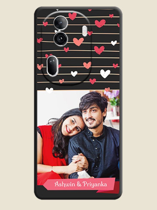 Custom Love Pattern with Name on Pink Ribbon - Photo on Space Black Soft Matte Back Cover - Reno 11 Pro 5G