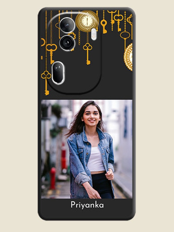 Custom Decorative Design with Text on Space Black Custom Soft Matte Back Cover - Reno 11 Pro 5G