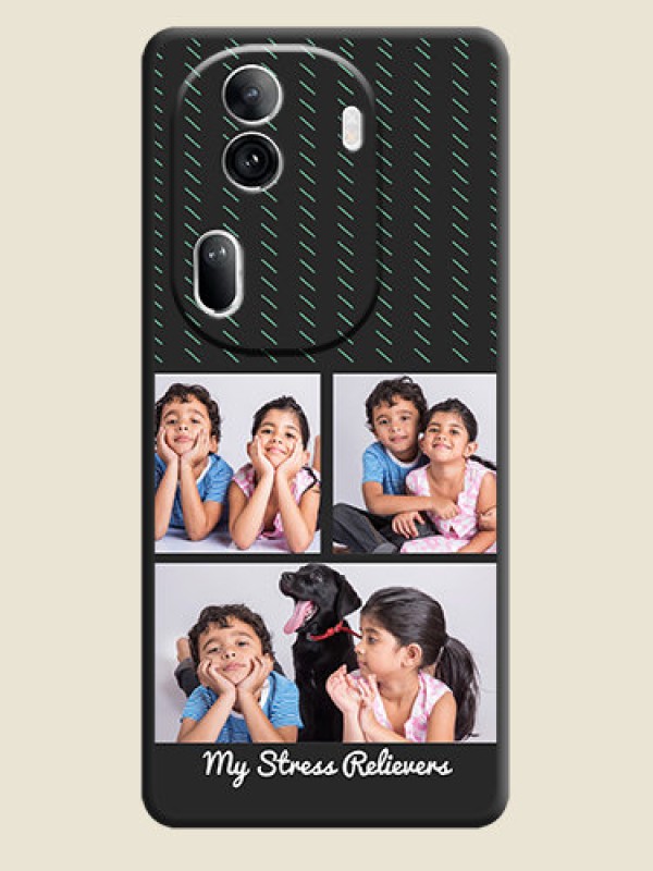 Custom Cross Dotted Pattern with 2 Image Holder on Personalised Space Black Soft Matte Cases - Reno 11 Pro 5G