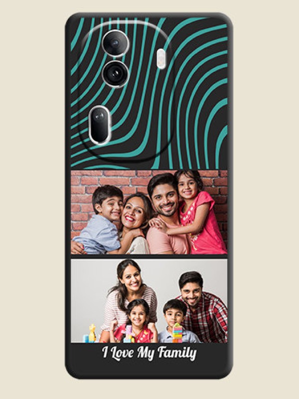 Custom Wave Pattern with 2 Image Holder on Space Black Personalized Soft Matte Phone Covers - Reno 11 Pro 5G